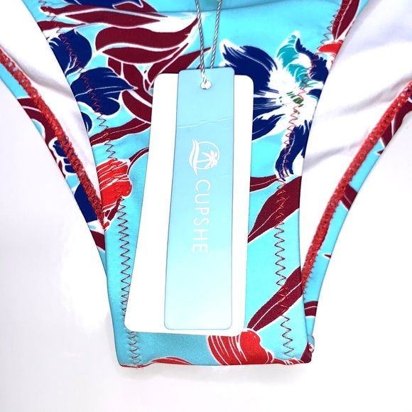 NWT CUPSHE Aqua Blue Blue Low Rise Swimsuit Bikini Bathing Suit Bottom Size XL - Picture 4 of 7